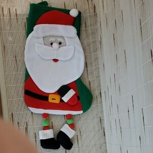 22" Festive Santa Christmas Stocking With Articulating Legs